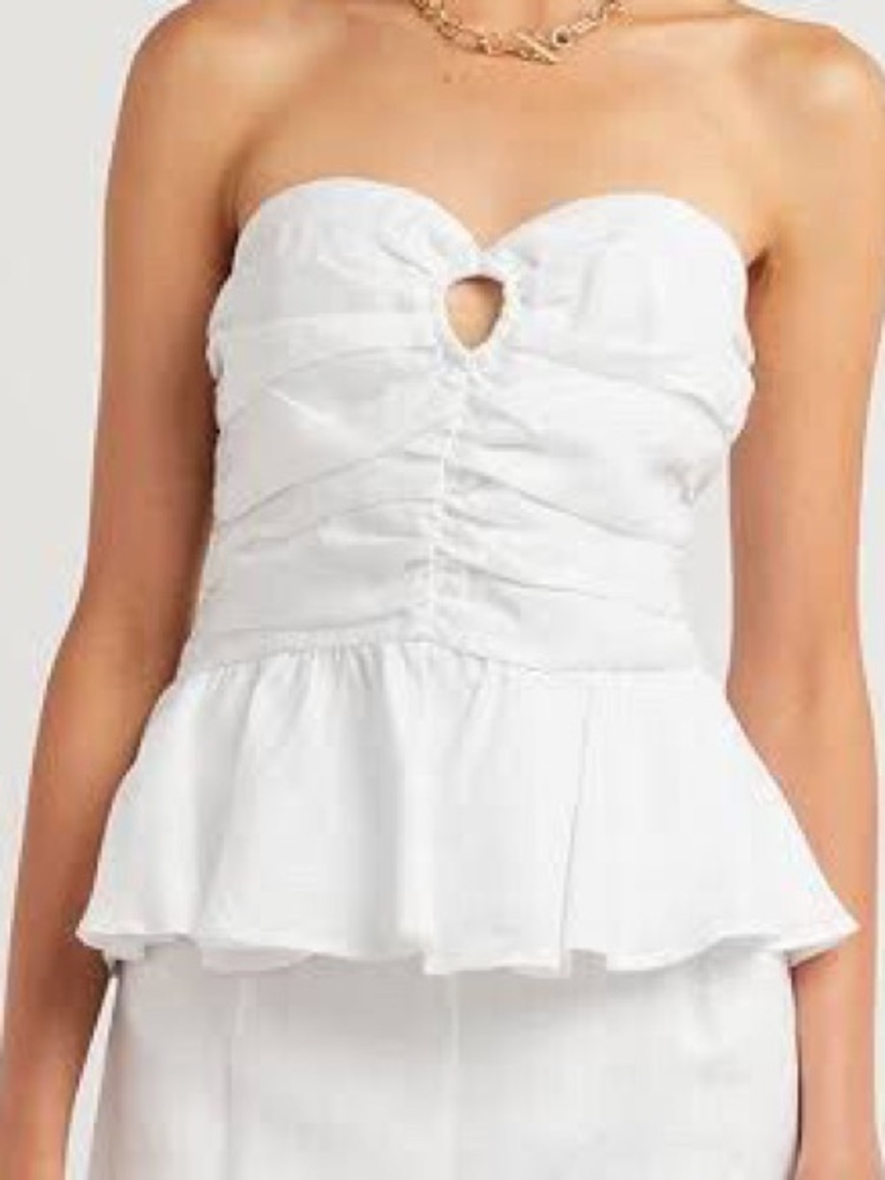 DISSH Birchley Linen Ring Top, Strapless, White NWOT